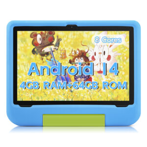 2024 10-Inch Youngsters Pill with Android 14, EVA Shockproof Case, 4GB RAM, 64GB Storage, IPS Show, and Instructional Apps